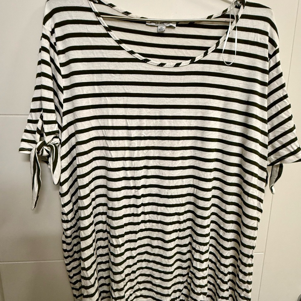 Green Envelope Green and White Striped Tee